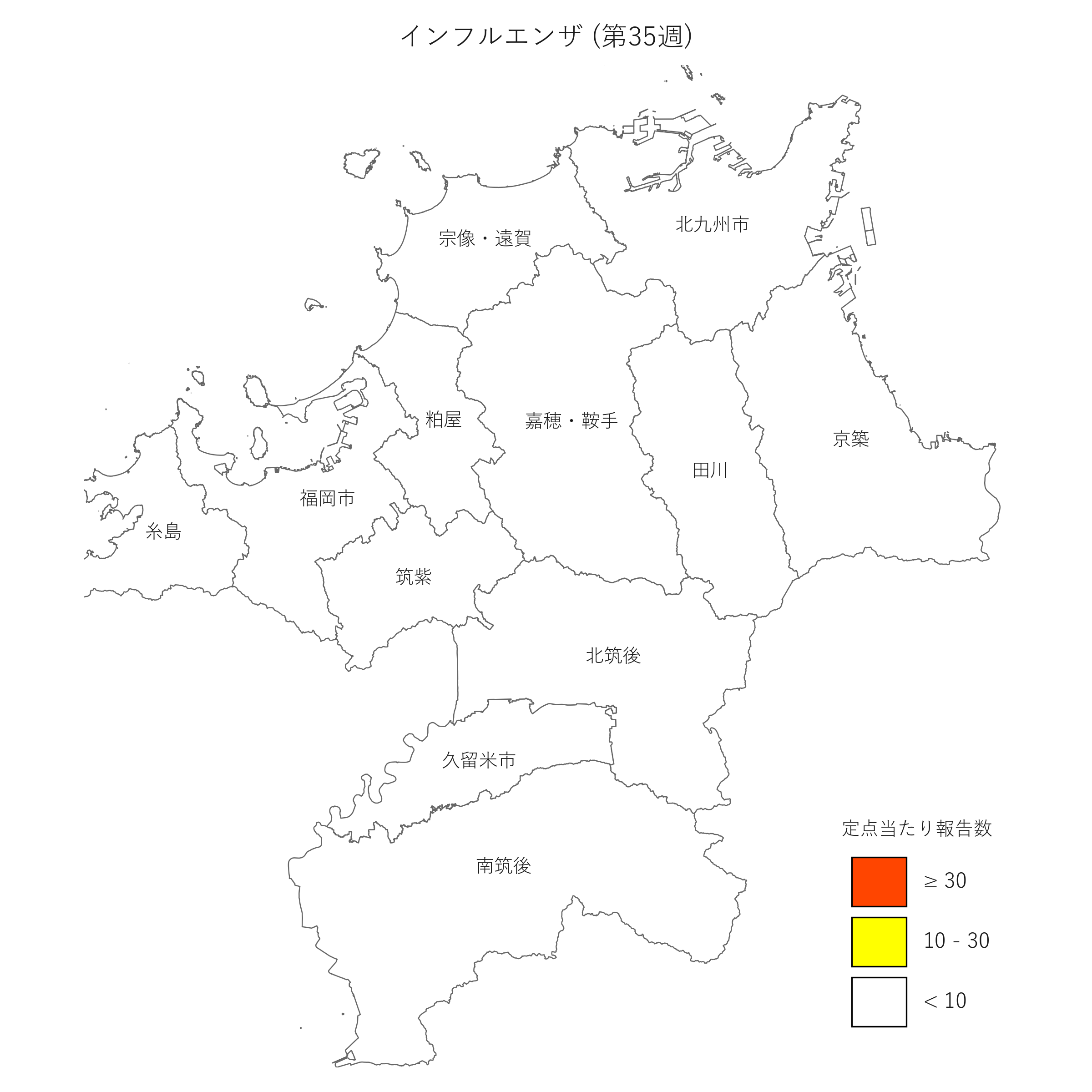 感染症流行レベルマップインフルエンザ最新週の図